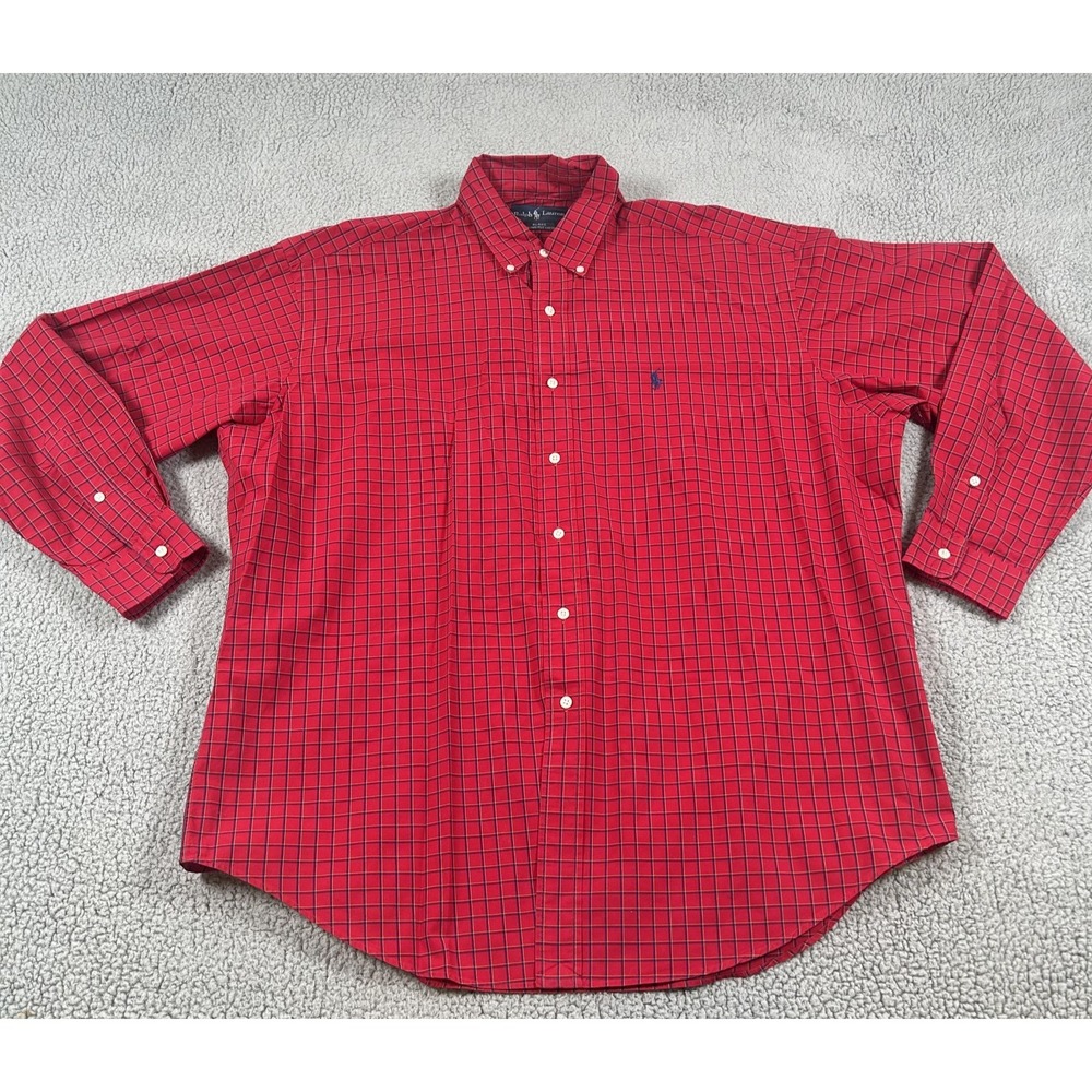 Ralph Lauren Shirt Mens XL Red Plaid Blake Classic Fit Button Down Cotton